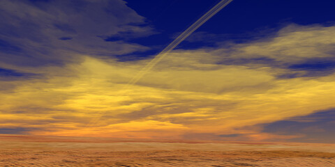 Planetary Rings on Exoplanet - An exoplanet is a planet that orbits a star outside the solar system. © Catmando