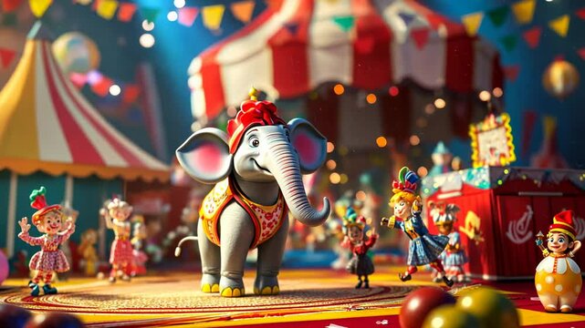 Circus Elephant Spectacle: A Whimsical 3D Render