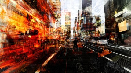 Fototapeta premium Vibrant Abstract Cityscape Depiction with Dynamic Color Blast