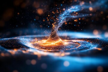 Cosmic whirlpool creates a stunning display of swirling lights and colors in the depths of space