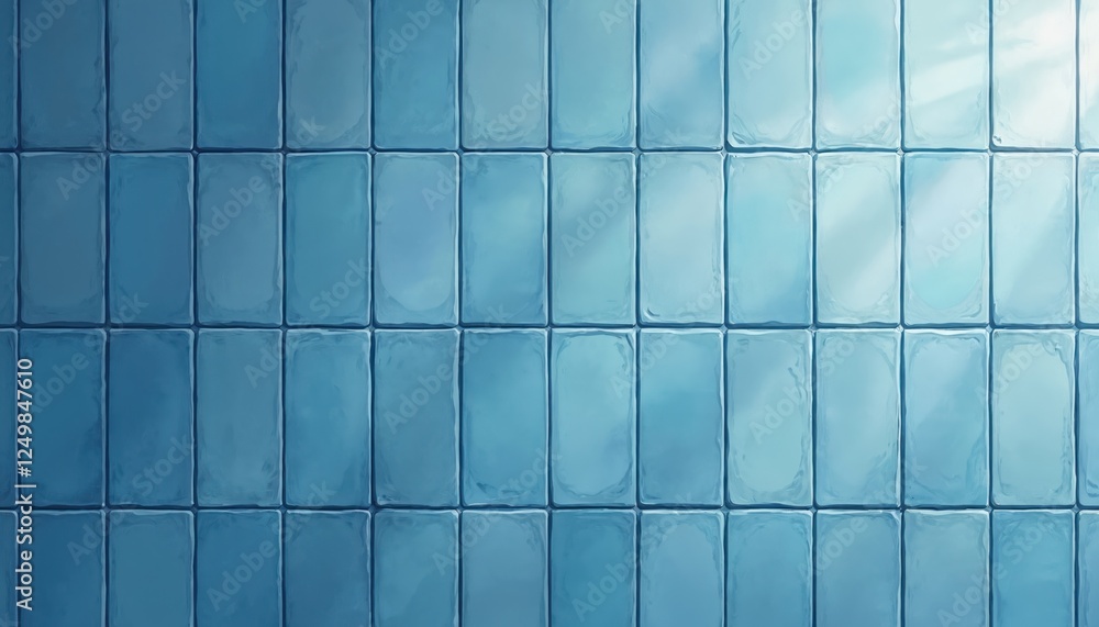 Poster blue tiles create seamless pattern. light shines on surface creating visual interest. geometric shap