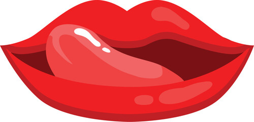 Glossy Red Lips with Shiny Finish and Smooth Texture

