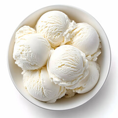 Creamy vanilla ice cream scoops in bowl