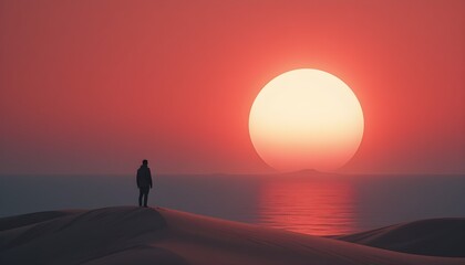 Fototapeta premium Experience the serene beauty of a stunning sunset casting vibrant hues over the sea, perfect for relaxation and inspiration.