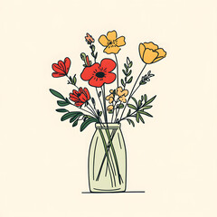 Simple Elegance: Fresh Flowers Displayed in a Homey Vase