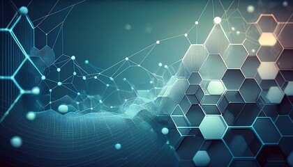 Obraz premium modern scientific background with hexagons, lines and dots background graphic resource