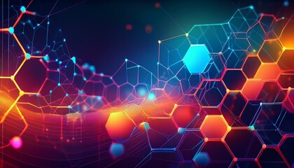 Obraz premium modern scientific background with hexagons, lines and dots background graphic resource