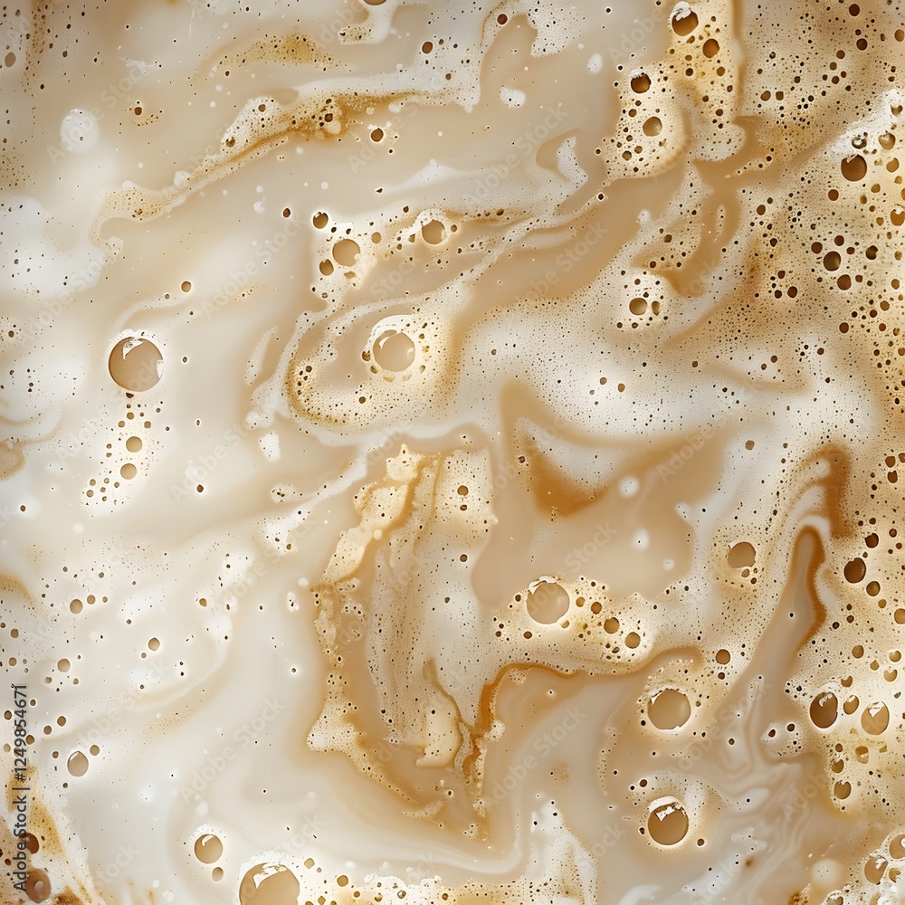 Aufkleber swirling patterns of creamy coffee with frothy bubbles creating a rich textured surface