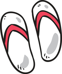Cartoon-Style Flip-Flops with Red Strap and White Sole

