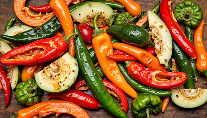 Colorful roasted vegetables artfully arranged, culinary delight