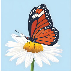 Delicate Butterfly Perched on Bright Daisy Flower