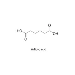 Adipic acid skeletal structure.Aldehyde compound schematic illustration. Simple diagram, chemical structure.