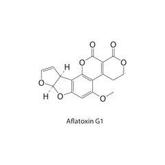 Aflatoxin G1 skeletal structure.Nitrile compound schematic illustration. Simple diagram, chemical structure.