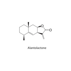 Alantolactone skeletal structure.Amino Acid compound schematic illustration. Simple diagram, chemical structure.