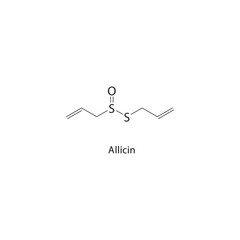 Allicin skeletal structure.Organosulfur Compound compound schematic illustration. Simple diagram, chemical structure.
