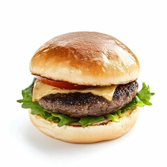 Juicy cheeseburger on white, studio shot. Food menu