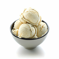 Creamy vanilla ice cream scoops in bowl