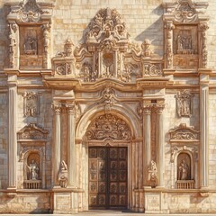 Ornate Church Facade with Sculptural Details