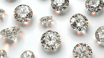 Sparkling diamonds scattered on white background, luxury jewelry concept