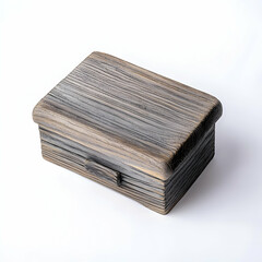 Rustic wooden box on white background