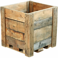 Rustic wooden crate isolated on white