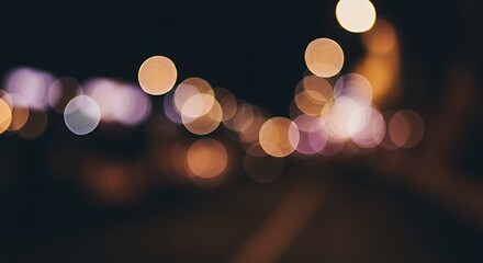 Fototapeta premium Abstract City Lights Bokeh Creates Magical Nighttime Ambiance for Backgrounds