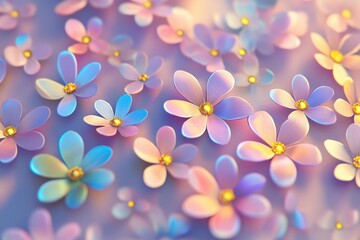 Fototapeta premium Beautiful pastel-colored flowers creating an artistic soft-focus background, ideal for various design projects, wallpapers, and creative illustrations.