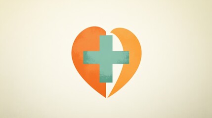 Fototapeta premium Abstract heart shape with medical cross symbol, representing healthcare and love.