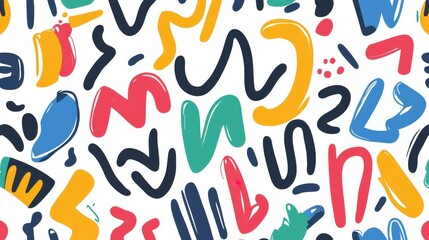 Obraz premium Whimsical doodles in vibrant colors create a joyous backdrop, perfect for childrens decor and celebratory themes.