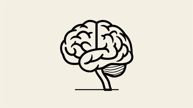 A sleek outline of a brain icon symbolizing human thought, ideal for web design and creative projects.