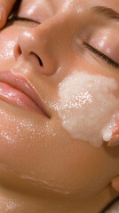 Obraz premium Hydrating facial moisturizer application by beautician 