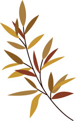 Autumn Leaf Branch Illustration with Orange, Yellow, and Red Leaves