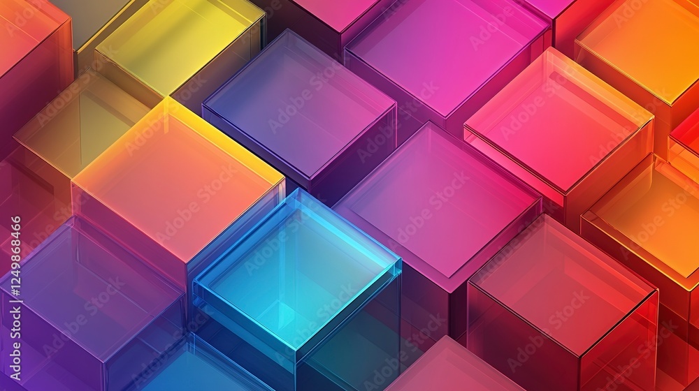 Poster colorful abstract background featuring vibrant translucent shapes in a dynamic arrangement