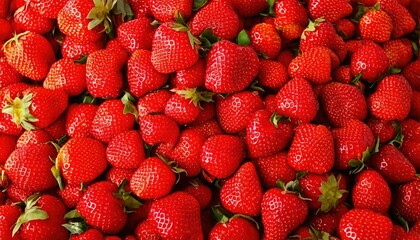 Fresh strawberries displayed abundantly at a local market in summer