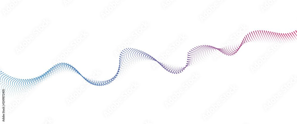 Poster flowing dot wave halftone gradient pattern on transparent background