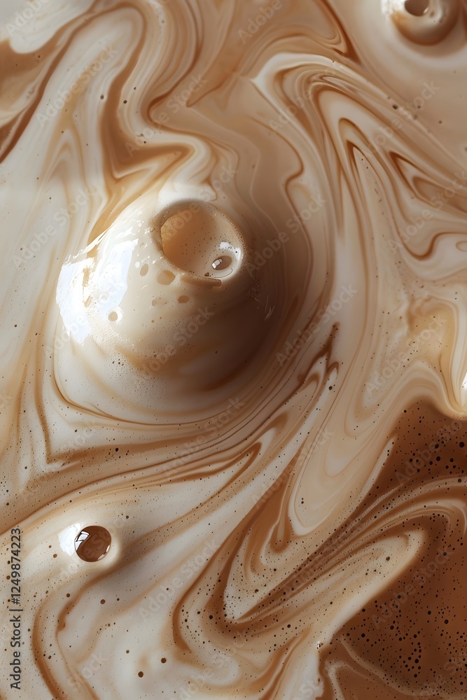 Aufkleber abstract swirls of coffee and cream creating mesmerizing patterns with warmth and indulgence