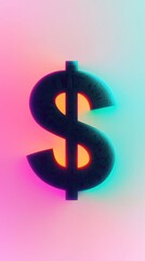 Obraz premium Neon dollar sign. Vibrant colors and bold design. Financial success concept.