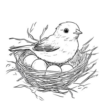 recommend clip art: Cute Illustration of Bird Nestle in a Cozy Nest with Eggs