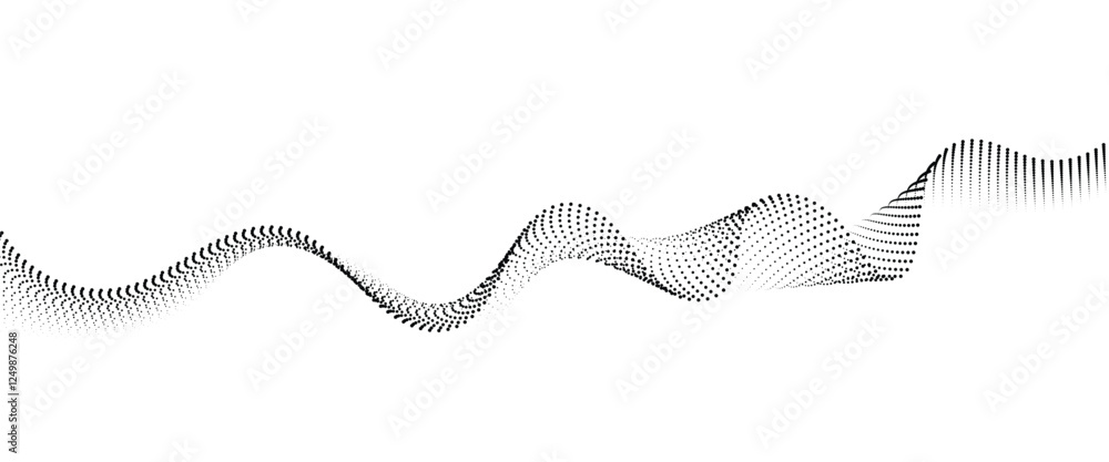 Poster flowing dot wave halftone gradient pattern on transparent background