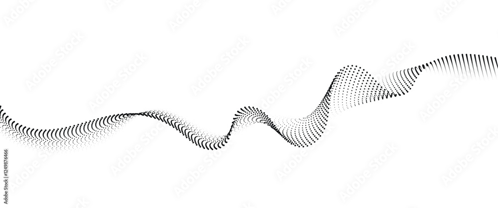 Poster flowing dot wave halftone gradient pattern on transparent background
