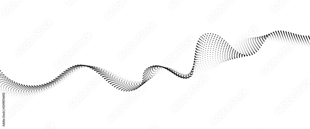 Poster flowing dot wave halftone gradient pattern on transparent background