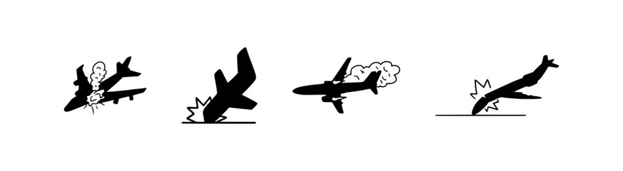Plane crash icon illustration