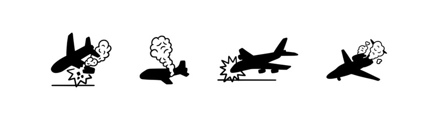 Plane crash icon illustration