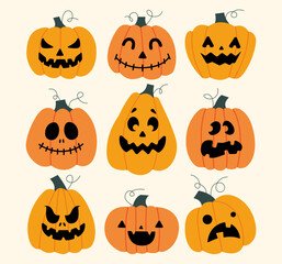 set of halloween pumpkins halloween 