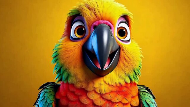 Cute Cartoon Parrot Animal Character Talking Loop