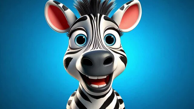 Cute Cartoon Zebra Animal Character Talking Loop