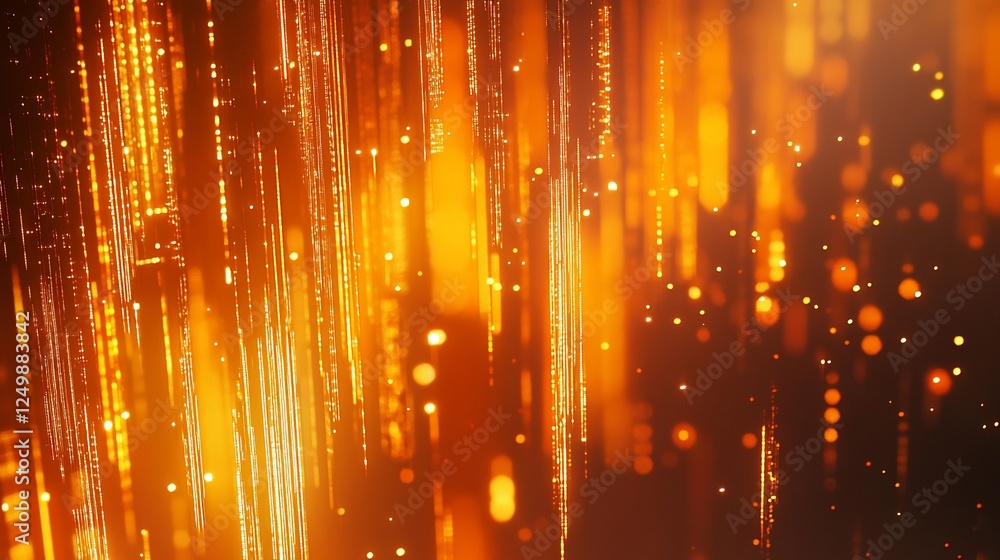 Poster abstract background with golden light streaks and bokeh effect.