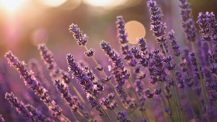 Obraz premium Lavender Flowers at Sunset