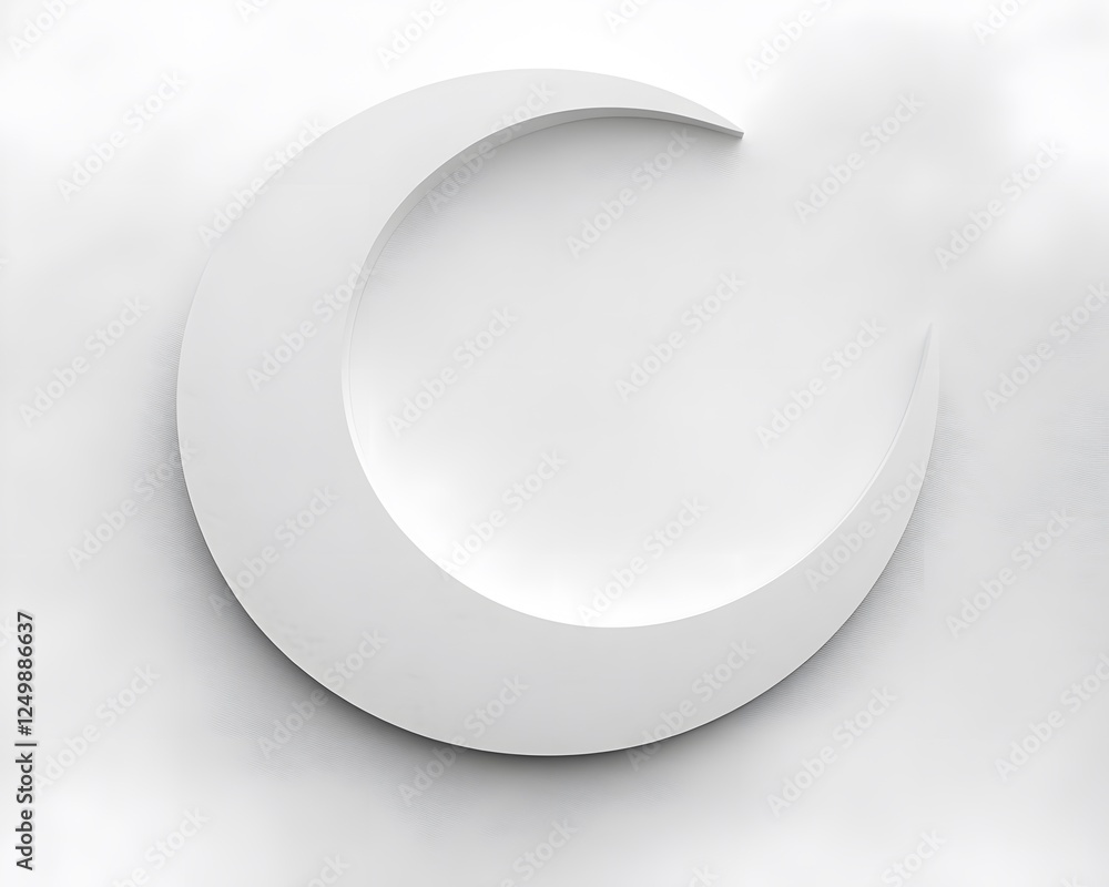 Aufkleber minimalist crescent moon shape on soft cloudy background creating a serene atmosphere