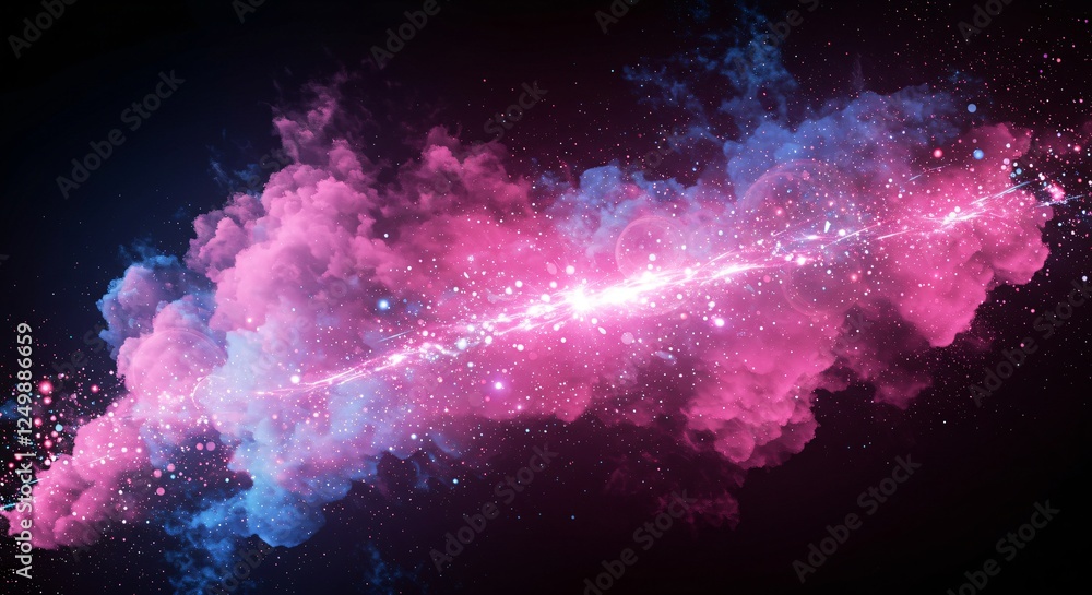 Wall mural abstract particle clouds with glowing and transparent elements